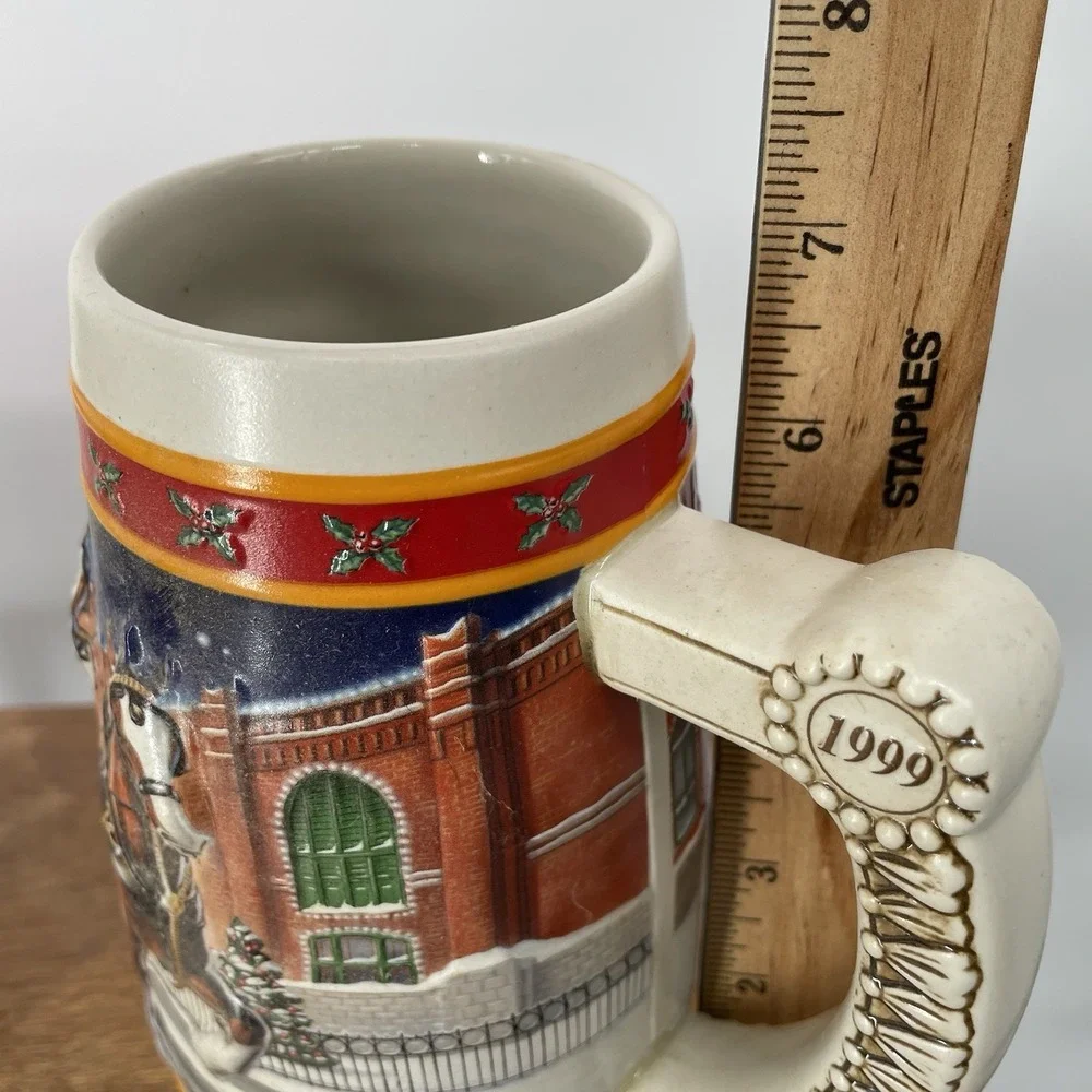 Budweiser 1999 Holiday Stein Mug 20th Anniversary Clydesdales Box‎ And COA